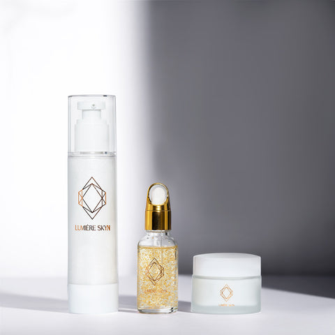 Glo Max Collection by Lumiere Skyn Includes face serum, face moisturizer, and daily foam face cleanser for anti-aging and skin rejuvenation