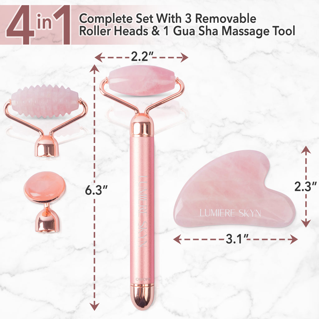 Facial Beauty Roller & Rose Quartz Gua Sha Set