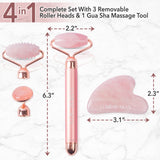 Facial Beauty Roller & Rose Quartz Gua Sha Set