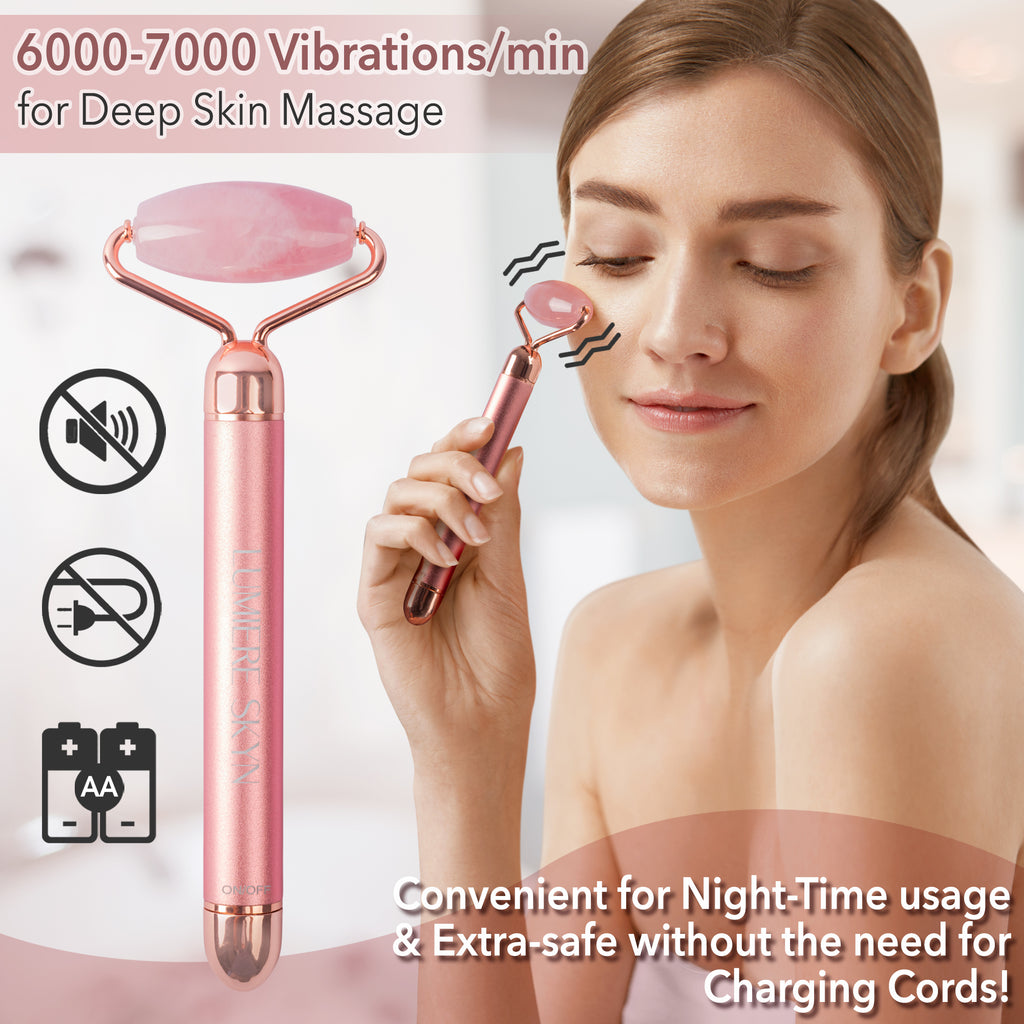 Facial Beauty Roller & Rose Quartz Gua Sha Set