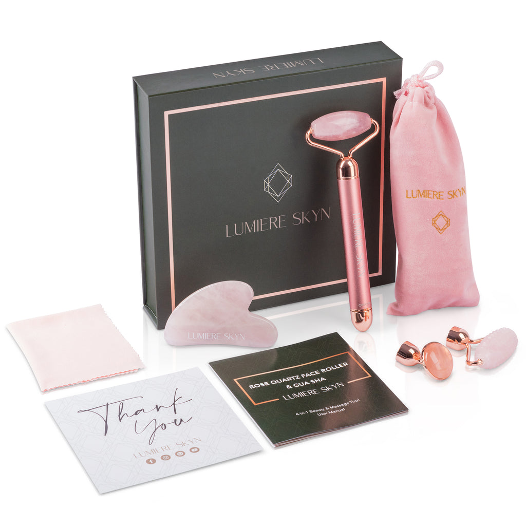 Facial Beauty Roller & Rose Quartz Gua Sha Set