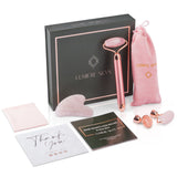 Facial Beauty Roller & Rose Quartz Gua Sha Set
