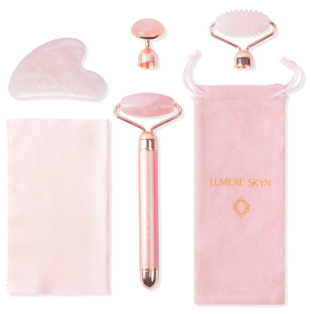 Facial Beauty Roller & Rose Quartz Gua Sha Set